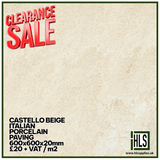 CASTELLO BEIGE ITALIAN PORCELAIN PAVING 600x600x20mm