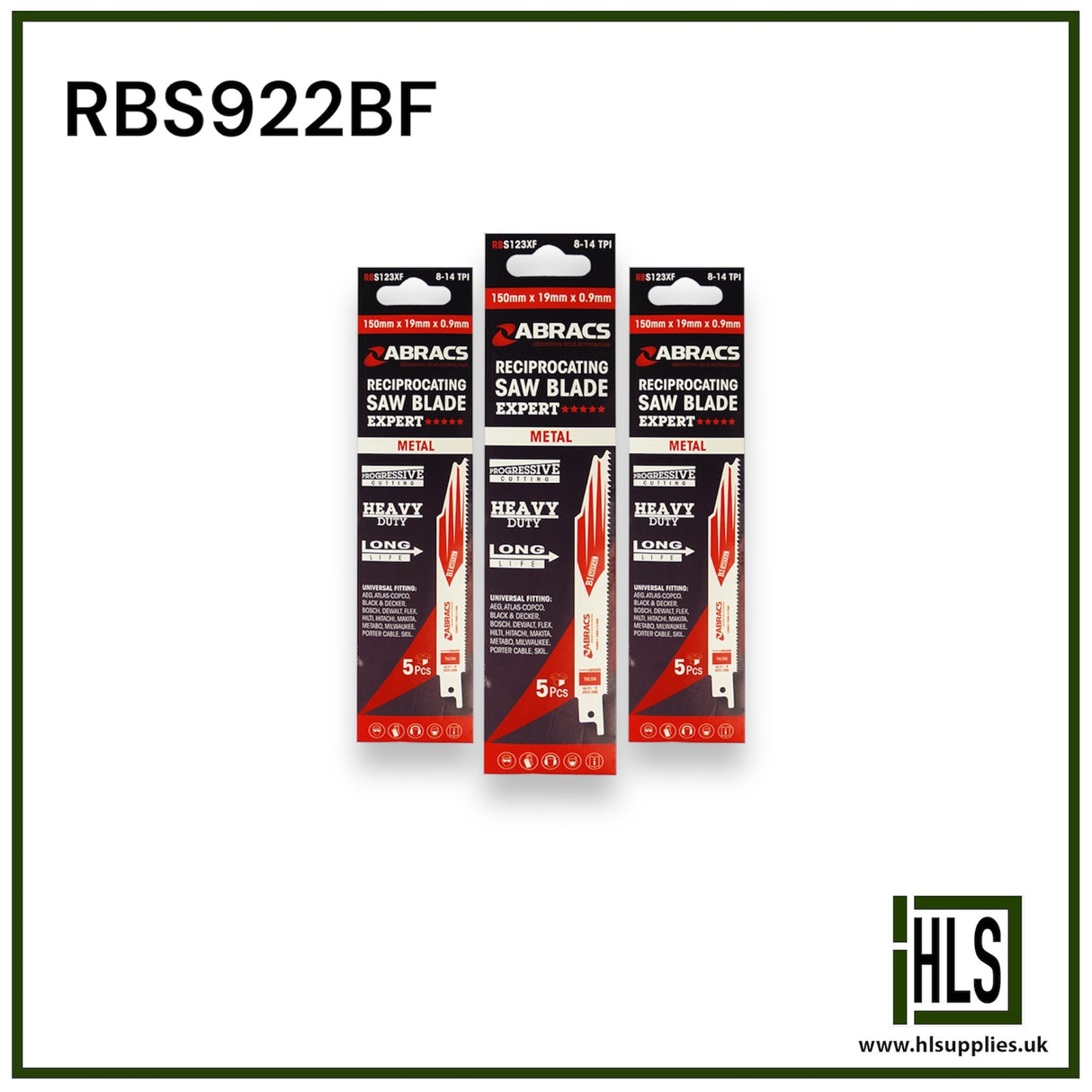 RECIP SAW BLADE 150x19x0.9mm METAL(5pcs) RBS922BF