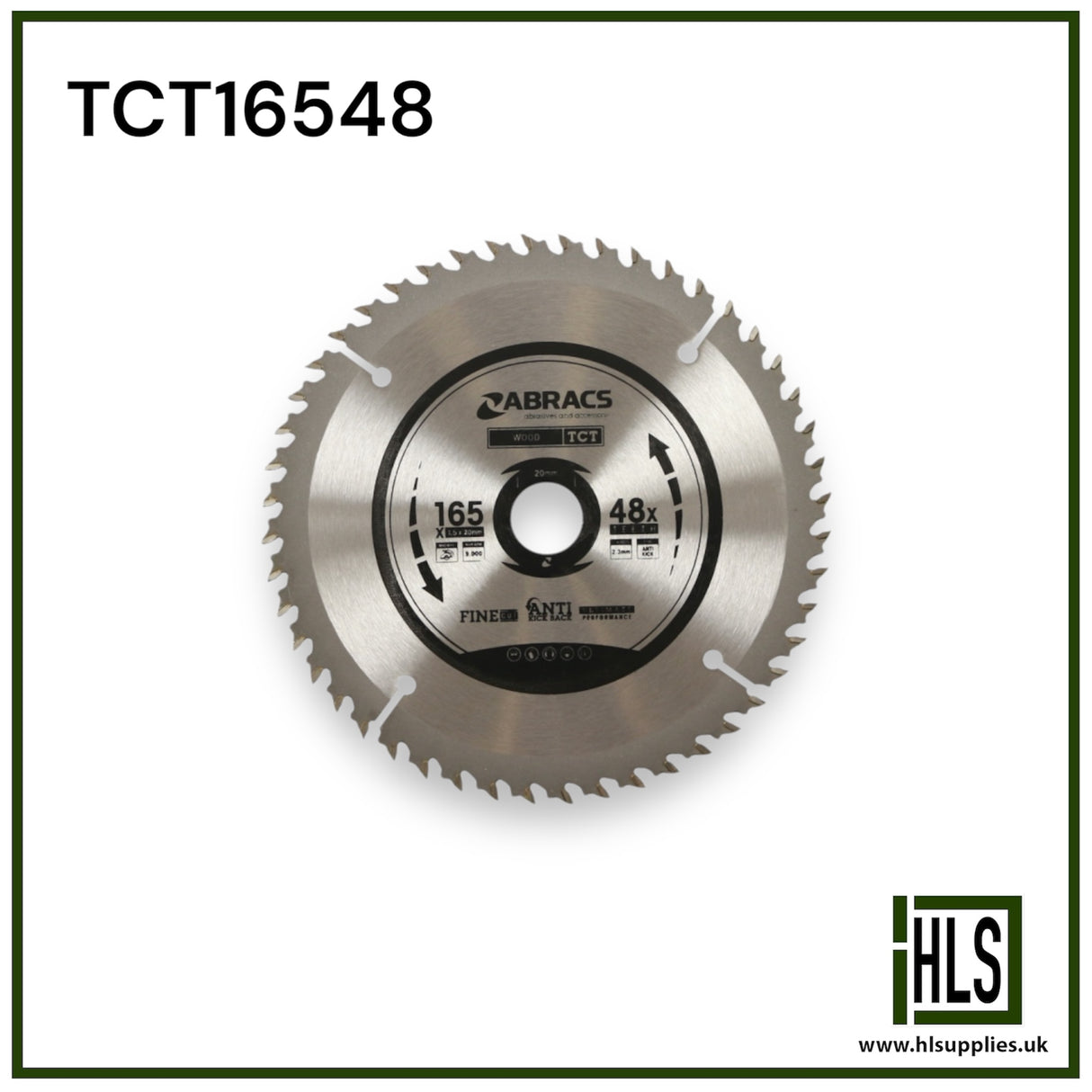 TCT BLADE 165mm x 20mm x 48T - Wood TCT16548