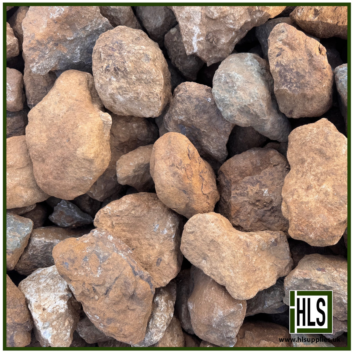 HLSupplies 100-150mm ironstone gabion stone with earthy brown tones for landscaping and retaining walls.