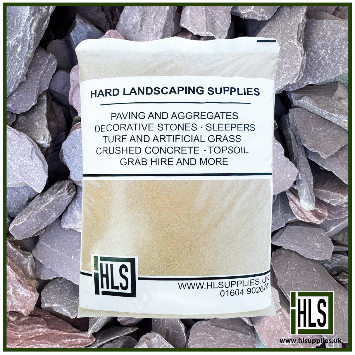 HLSupplies 40mm plum slate chippings, flat angular purple decorative stones for garden borders and pathways.