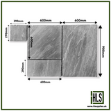 4 SLABS (one of each size) KANDLA GREY SANDSTONE PAVING 22mm CALIBRATED