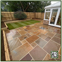 RIPPON BUFF SANDSTONE PAVING (4 mixed sizes) 22mm CALIBRATED