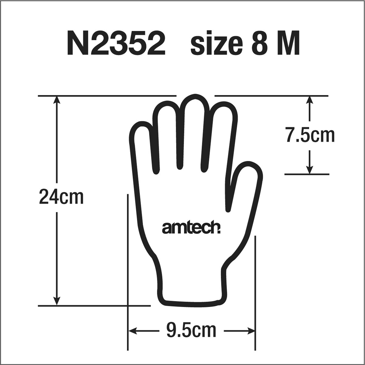 AMTECH Latex Palm Coated Gloves (Size 8) Medium