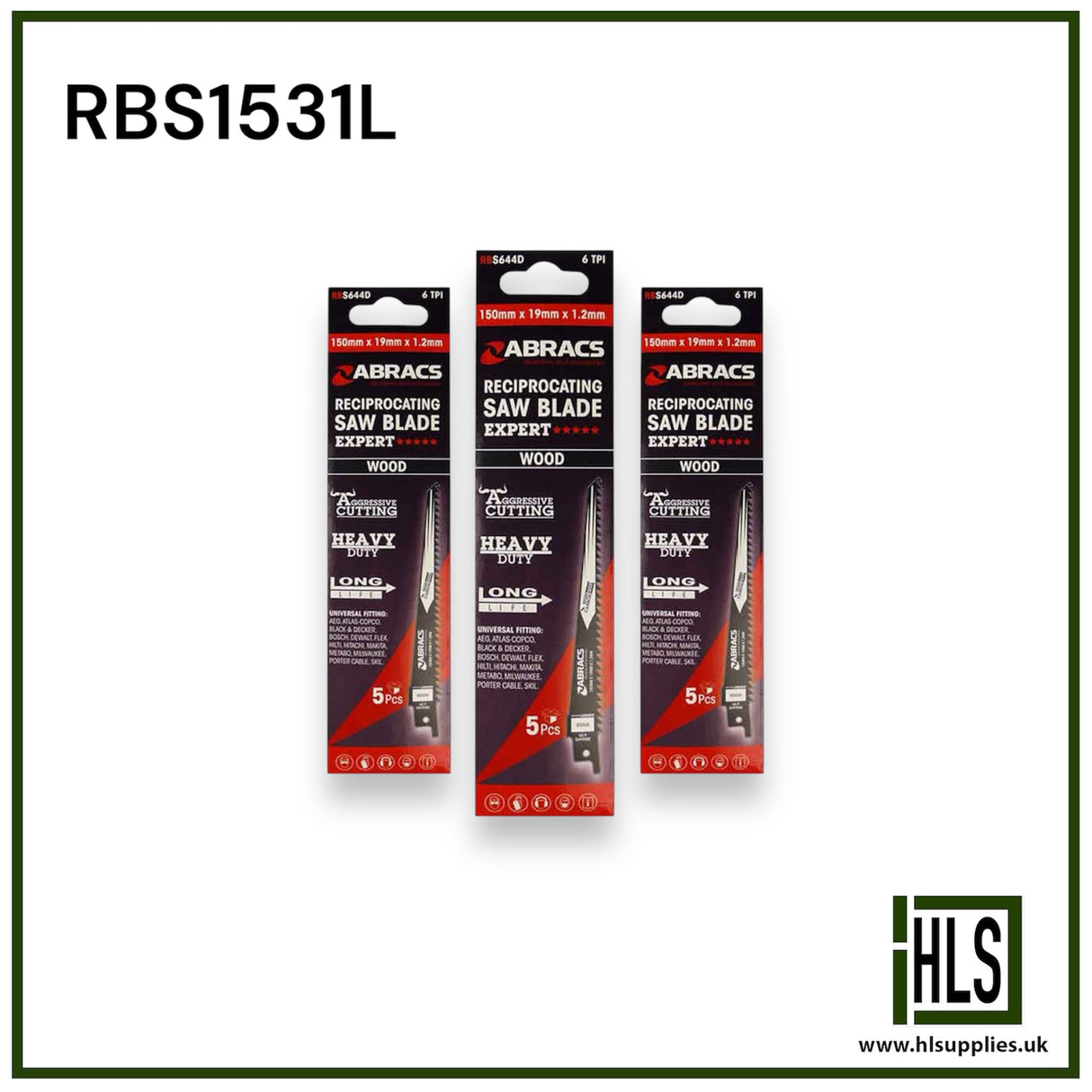 RECIP SAW BLADE 240x19x1.5mm WOOD RBS1531L (5pcs)