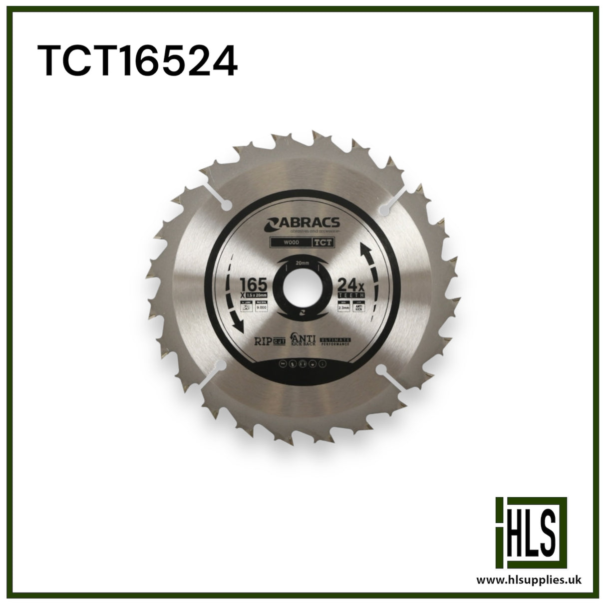 TCT BLADE 165mm x 20mm x 24T - Wood TCT16524