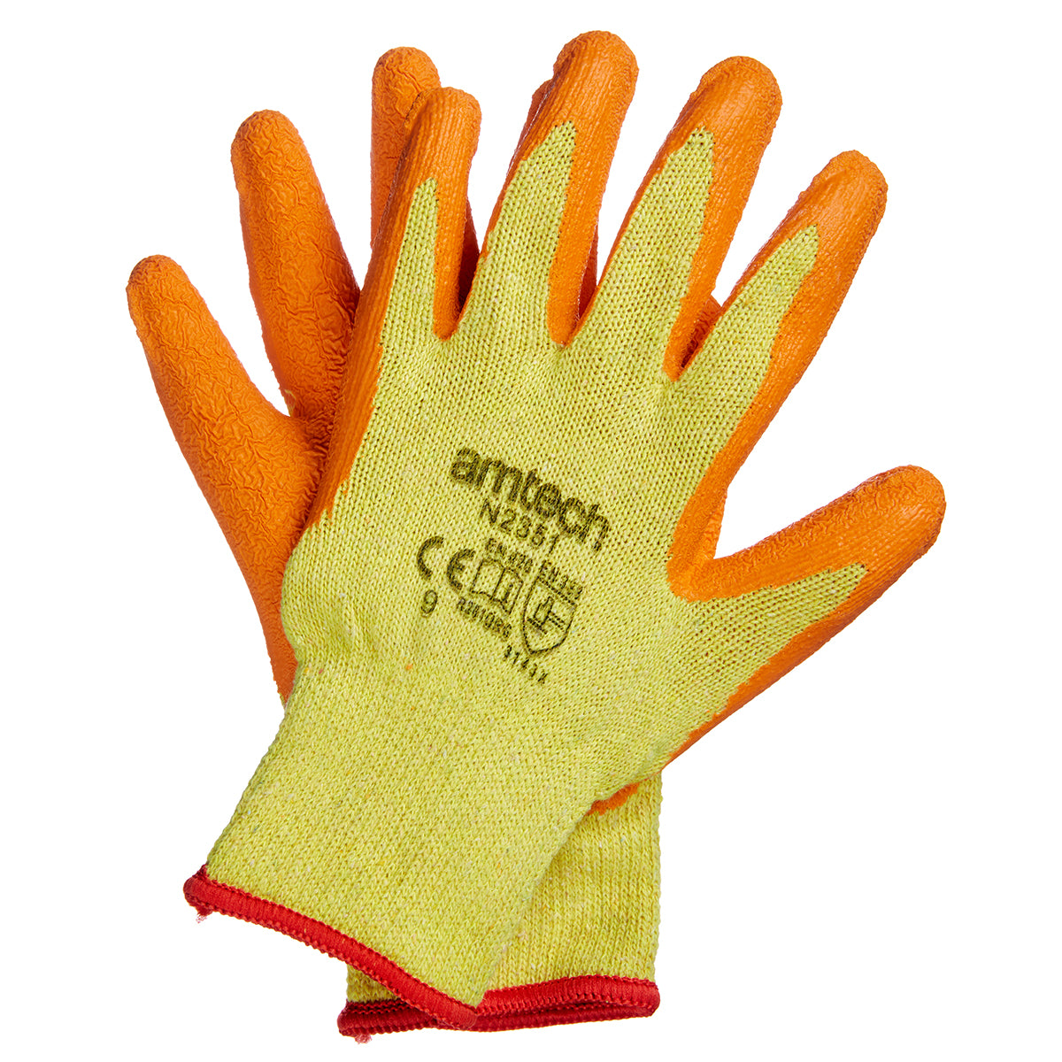 AMTECH Latex Palm Coated Gloves (Size 9) LARGE