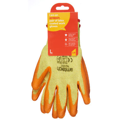 AMTECH Latex Palm Coated Gloves (Size 9) LARGE