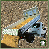 HLSupplies white tipper truck unloading loose ballast aggregate, ideal for concrete mixes and landscaping.