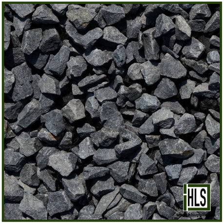 HLSupplies 10-20mm black basalt chippings for decorative garden borders, driveways, and landscaping projects.