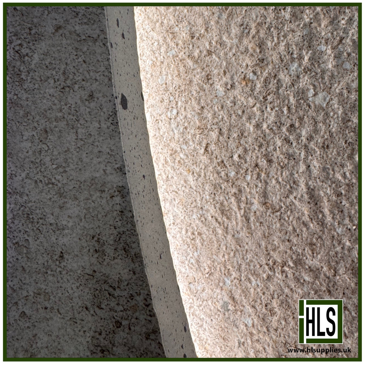 HLSupplies Coreterra porcelain paving slab showing the homogeneous through-body beige stone texture and rectified edge