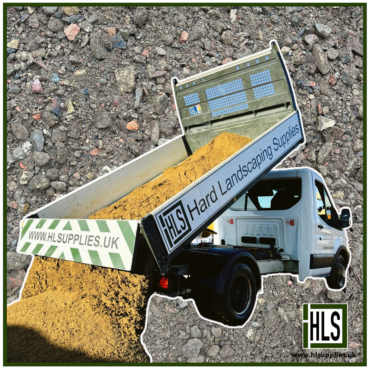 HLSupplies tipper truck delivering recycled crushed concrete for driveway sub-base and construction hardcore