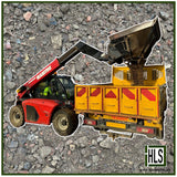 HLSupplies Manitou telehandler loading recycled crushed concrete into a yellow Ford Transit tipper truck