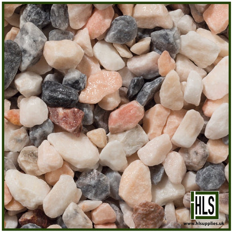 HLSupplies Flamingo decorative gravel chippings in a mix of pink, peach, and cream stones for garden landscaping.