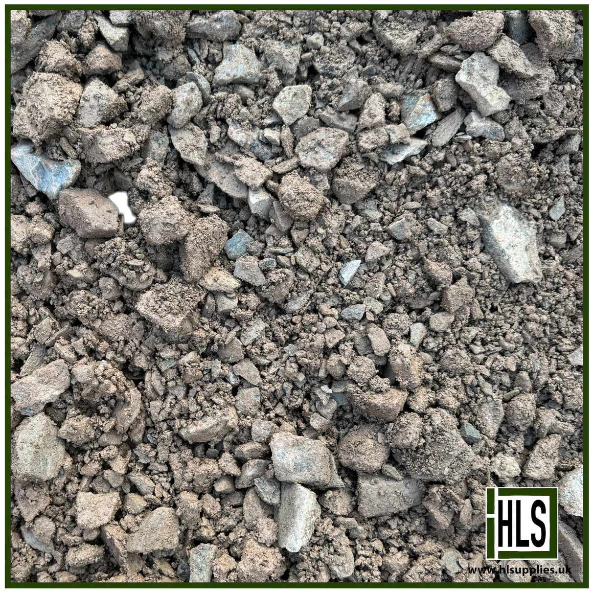 HLSupplies MOT Type 1 aggregate, a mix of grey and brown crushed stone and soil, 0-40mm size, ideal for sub-bases.