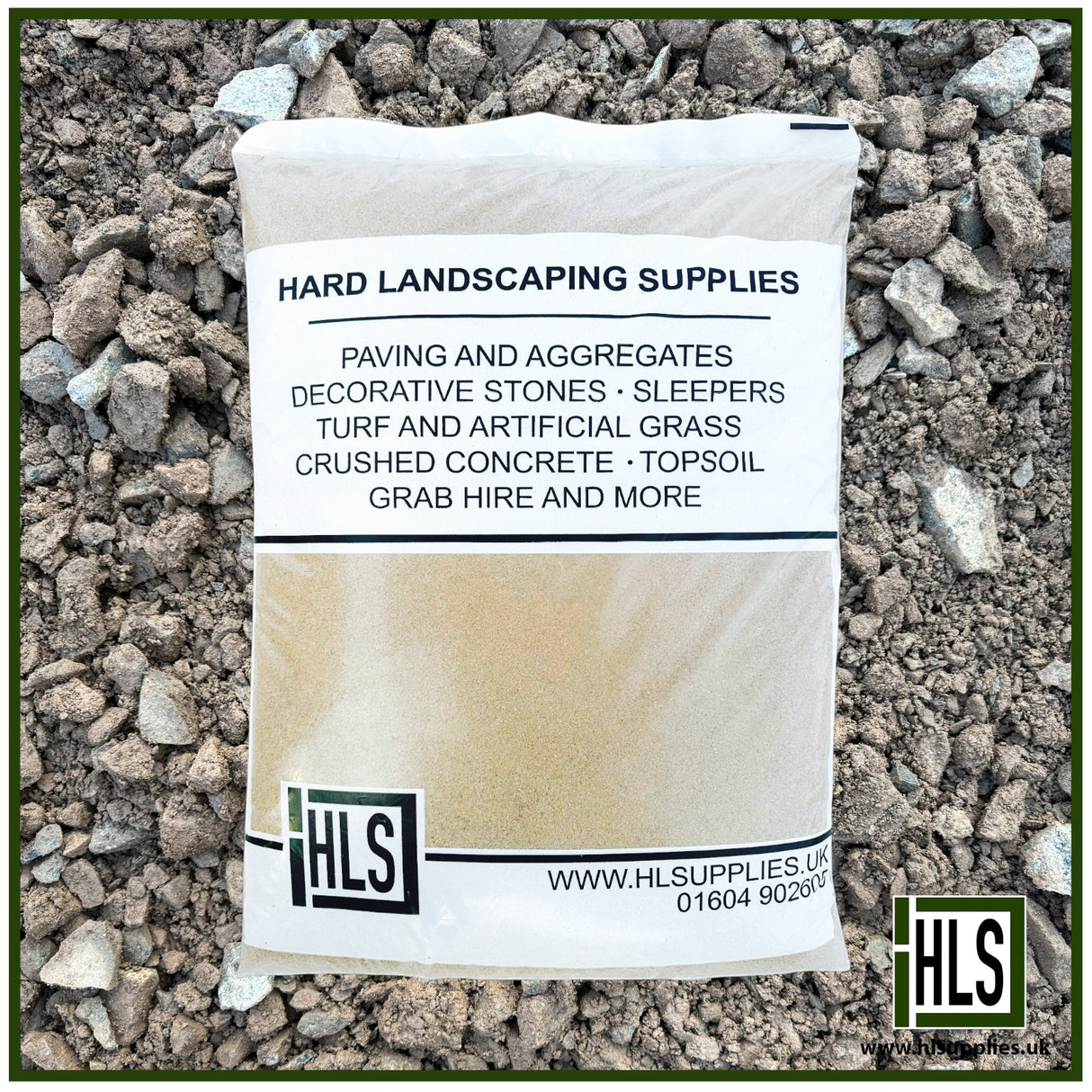 HLSupplies MOT Type 1 aggregate sub-base material in a bag, ideal for driveways and patios.