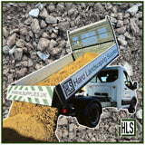 HLSupplies MOT Type 1 aggregate sub-base material in a tipper truck, ideal for driveways and construction.