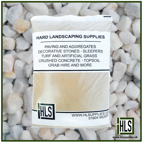 HLSupplies 10-20mm Polar White dolomite stone chippings for decorative garden borders and landscaping pathways